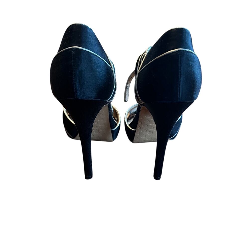 Betsey Johnson Black & Gold Peep Toe Heels Size 8 - Picture 4 of 12